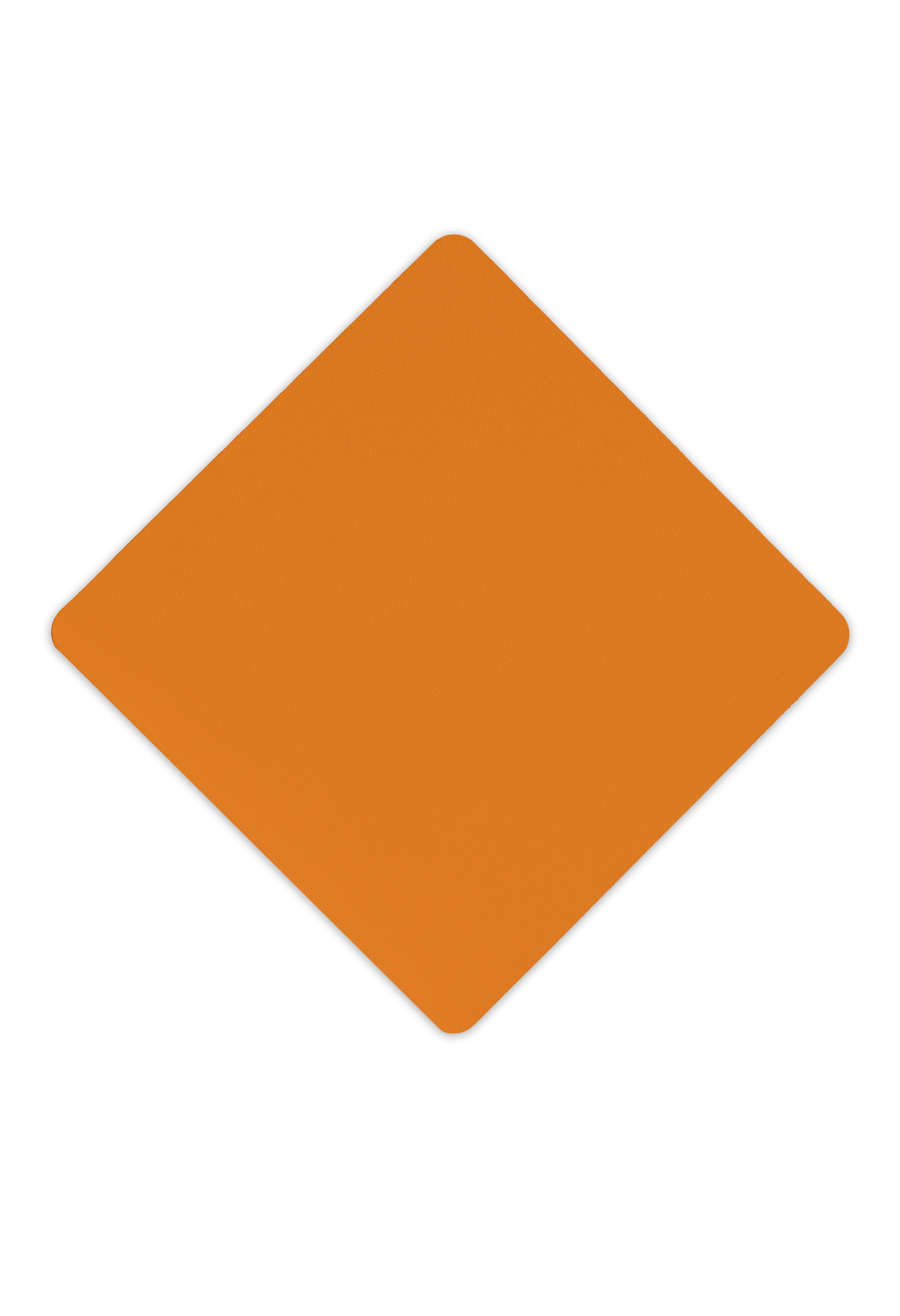 Metall-Untersetzer, in quadratischer Form pulverbeschichtet in der Farbe Orange.