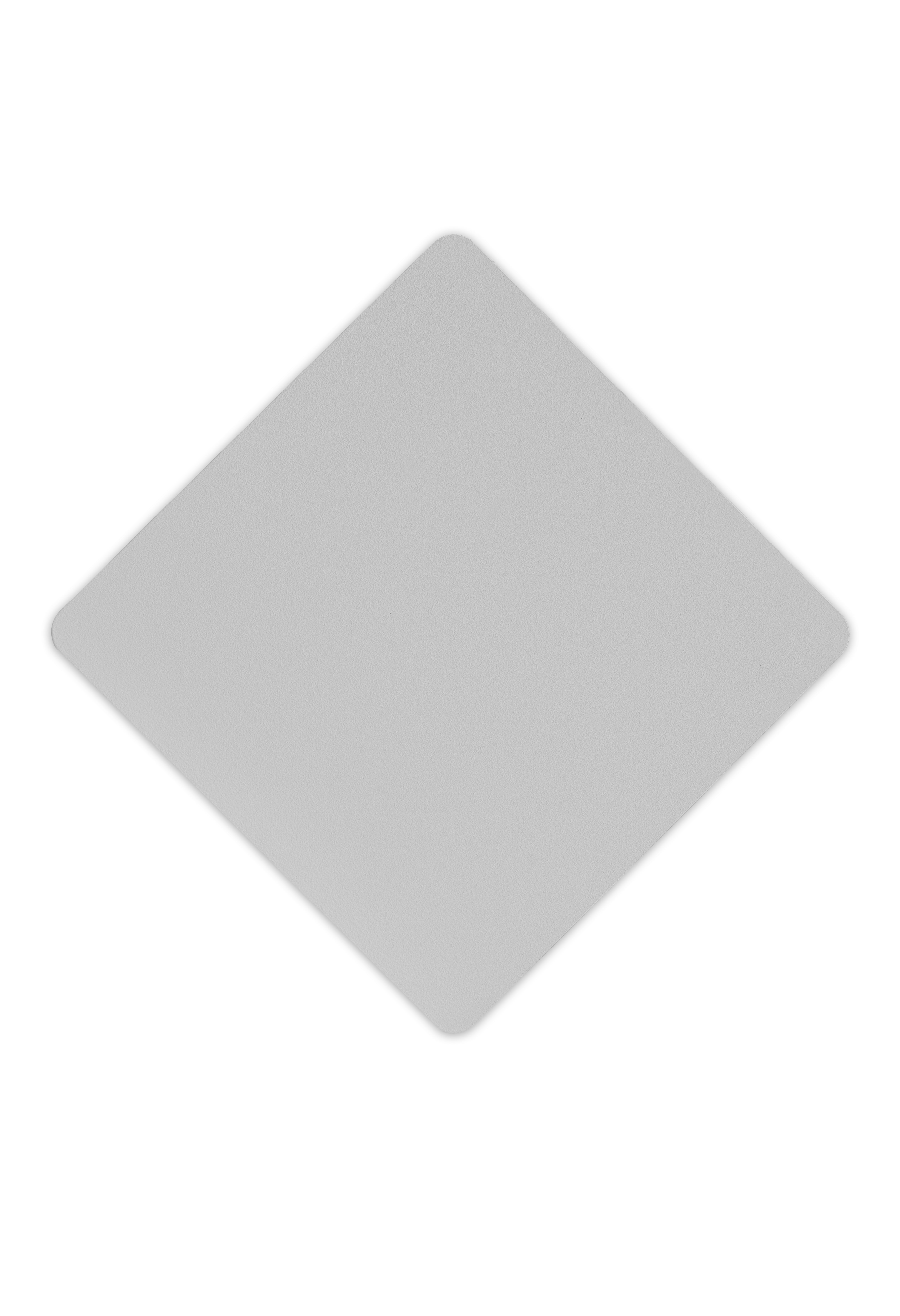 Metall-Untersetzer, in quadratischer Form pulverbeschichtet in der Farbe Sparkling Silver.