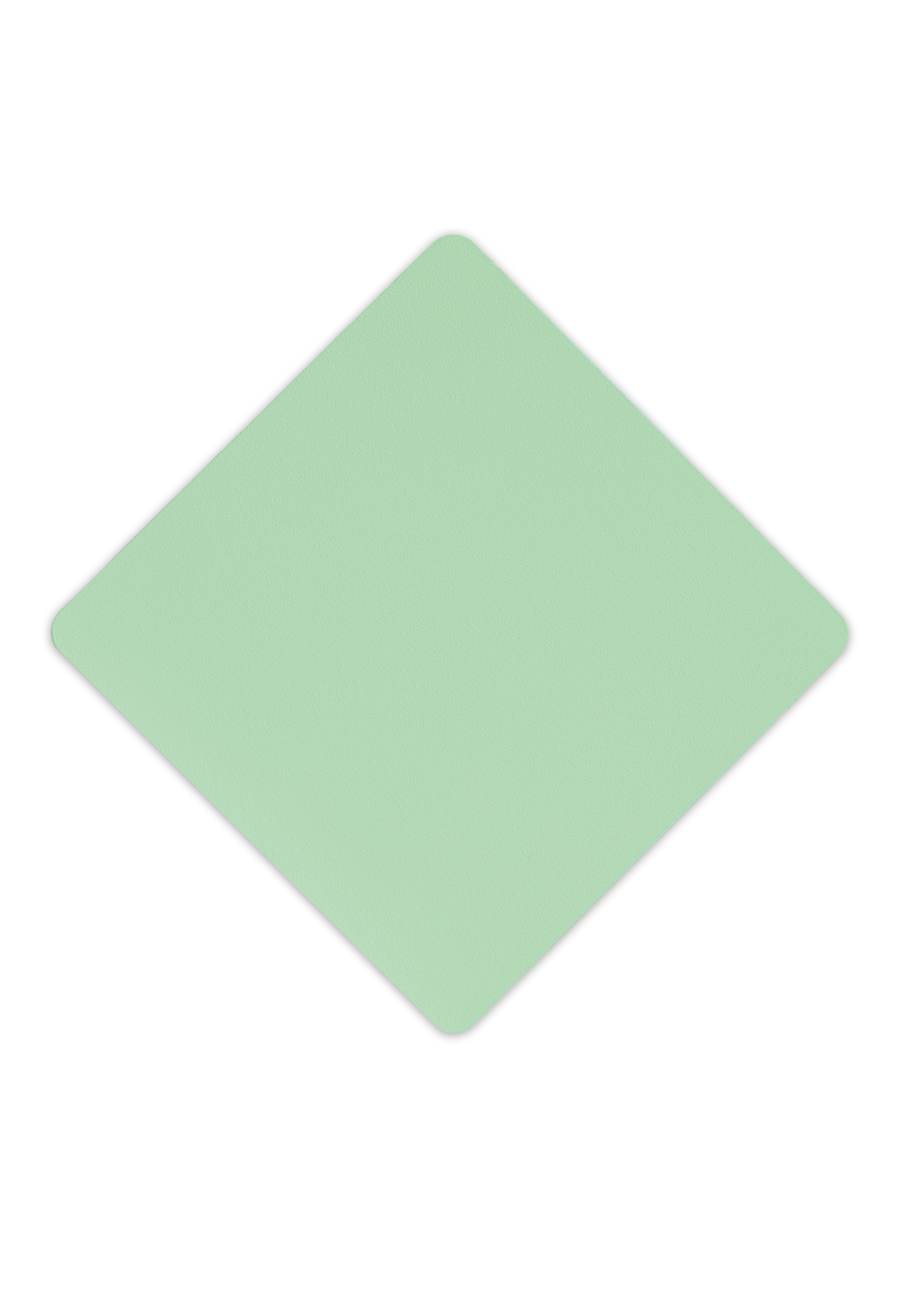 Metall-Untersetzer, in quadratischer Form pulverbeschichtet in der Farbe Mintgrün.