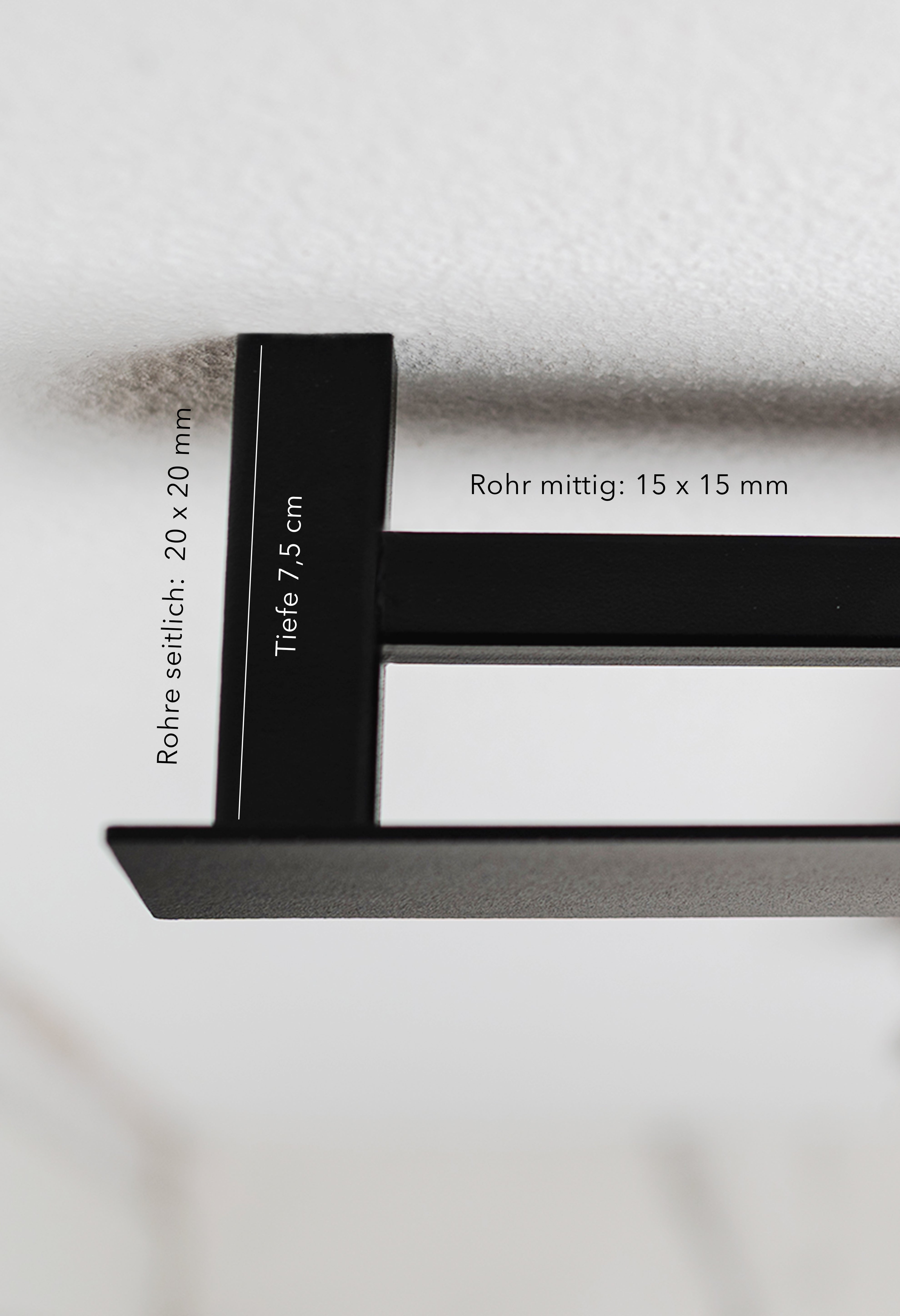 Handtuchhalter schwarz Draufsicht mit eingezeichneten Maßanagaben