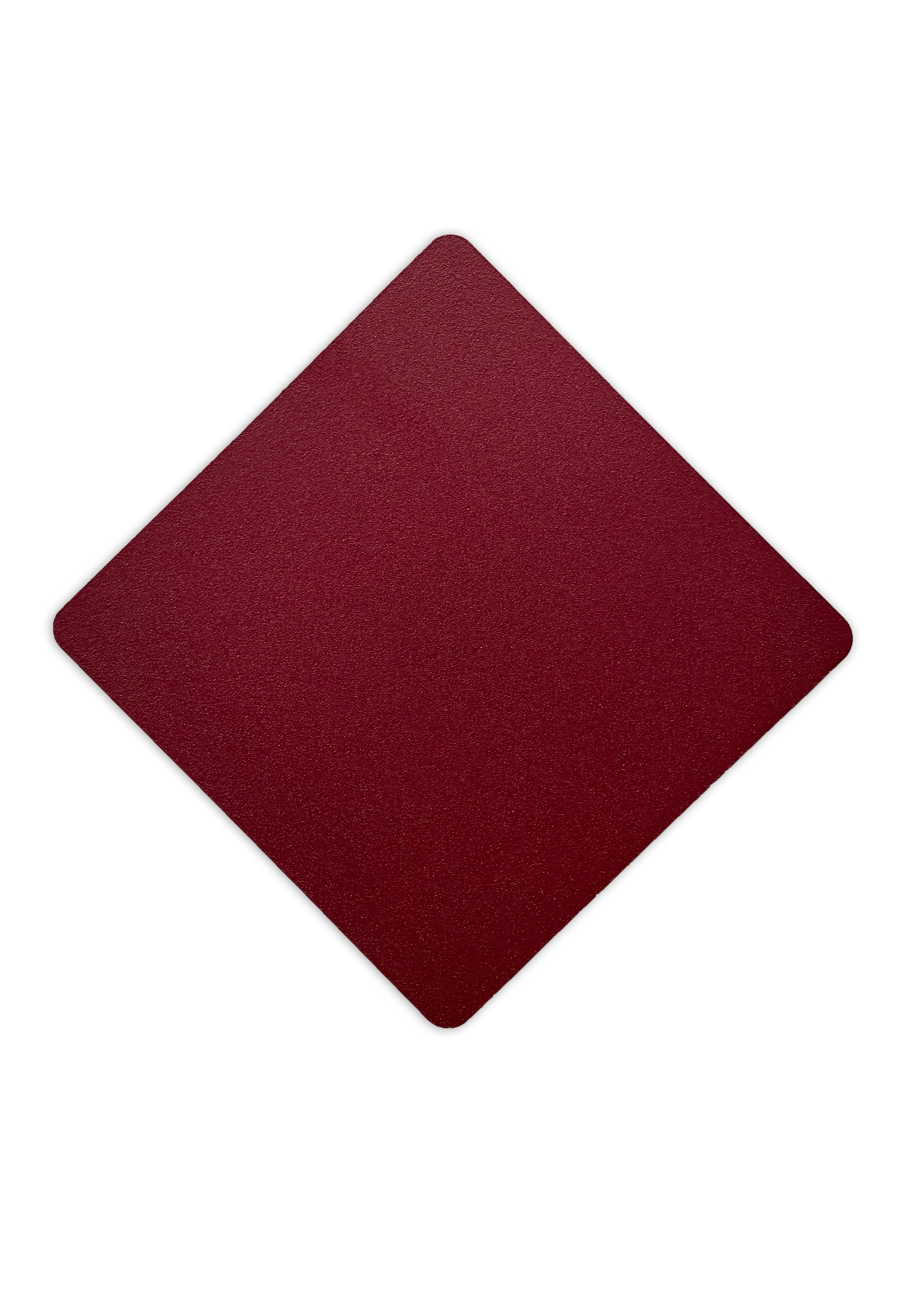 Metall-Untersetzer, in quadratischer Form pulverbeschichtet in der Farbe Velvet Red.
