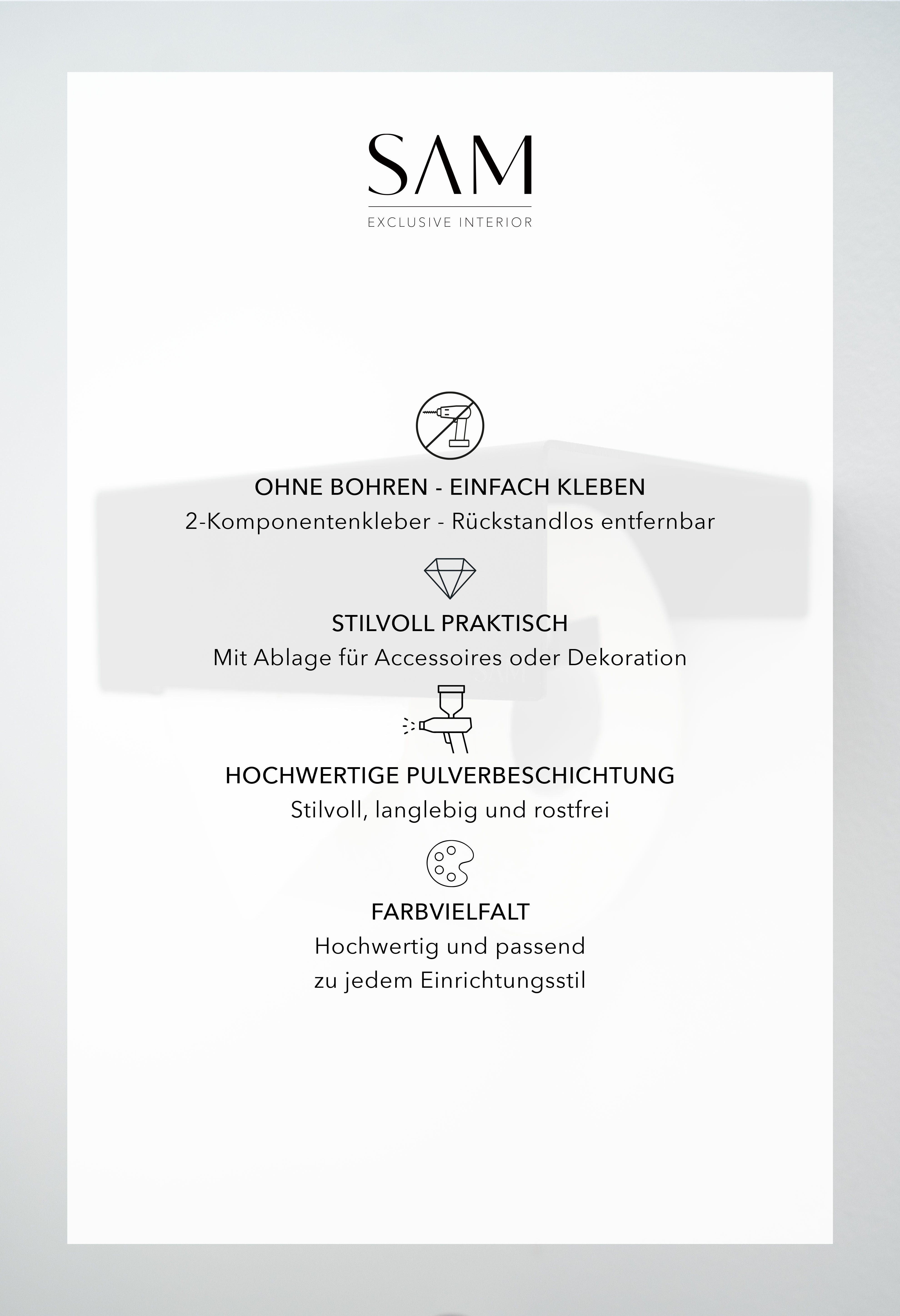 USPs Toilettenpapierhalter LILLE. Ohne Bohren - Einfach Kleben, Stilvoll praktisch mit Ablage, hochwertige Pulverbeschichtung, Farbvielfalt