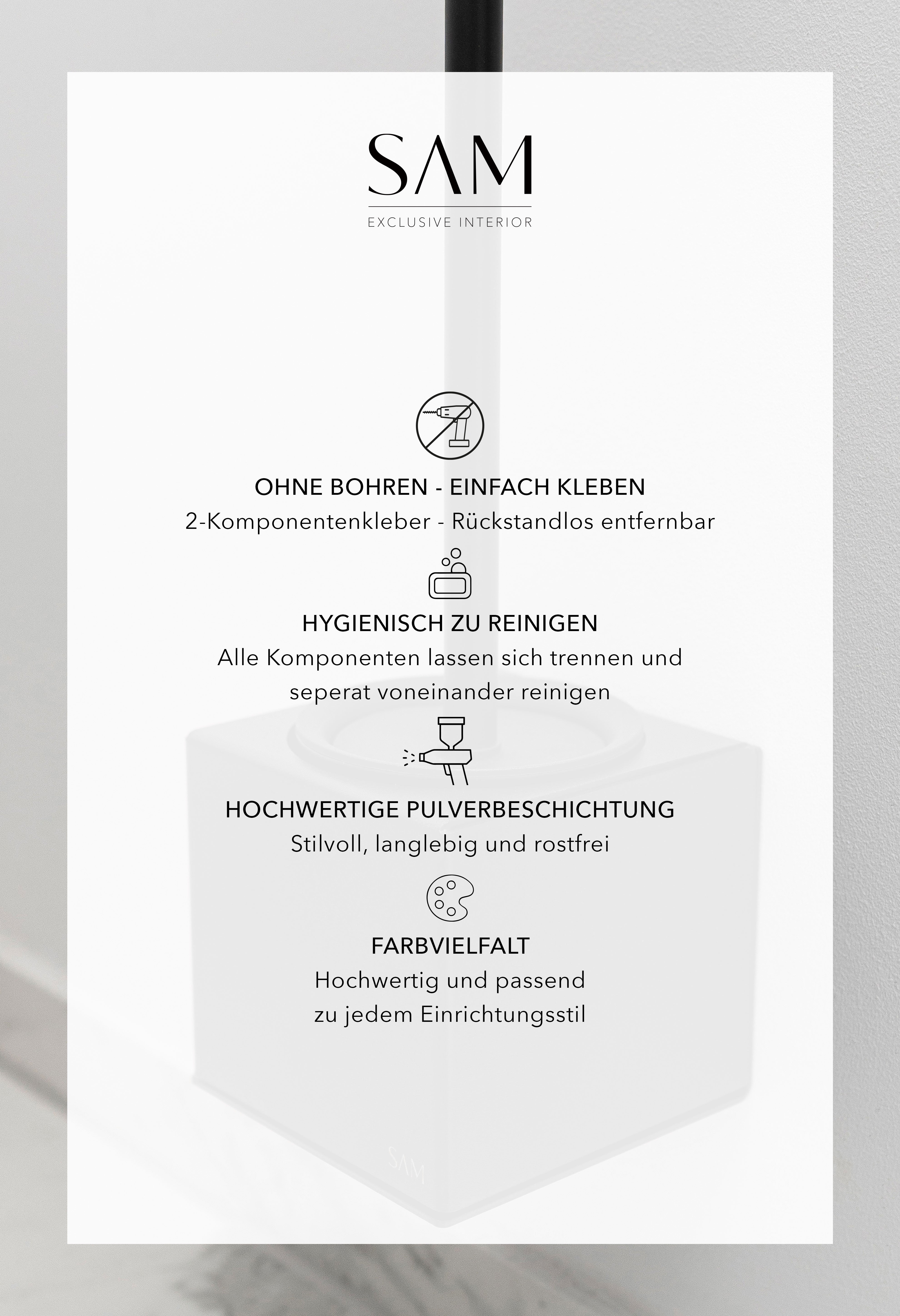 USPs WC-Bürstenhalter LYON. Ohne Bohren - Einfach kleben, Hygienisch zu Reinigen, Hochwertige Pulverbeschichtung, Farbvielfalt.