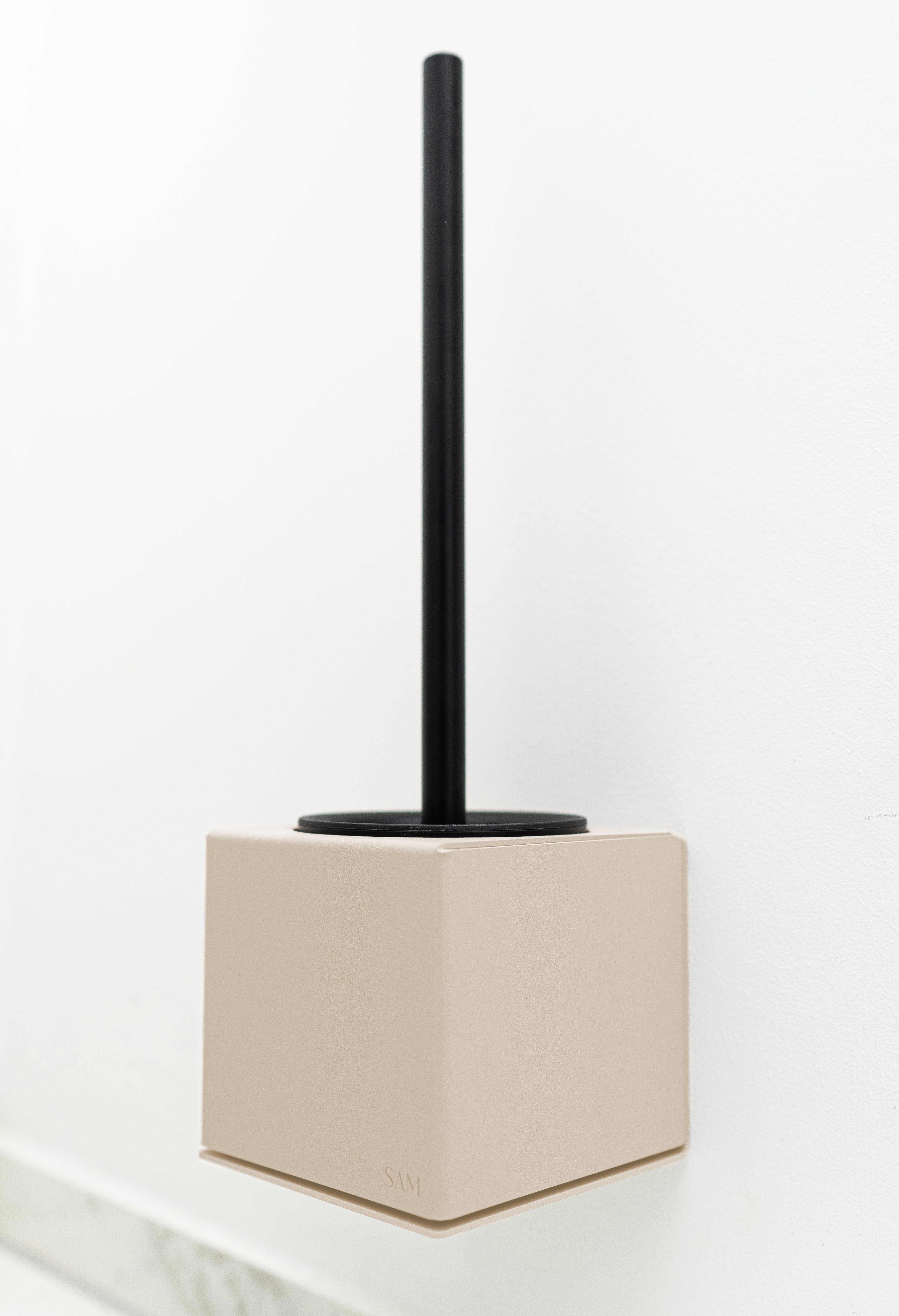 WC-Bürstenhalter LYON aus pulverbeschichtetem Metall zum Kleben ohne Bohren in Farbe Beige