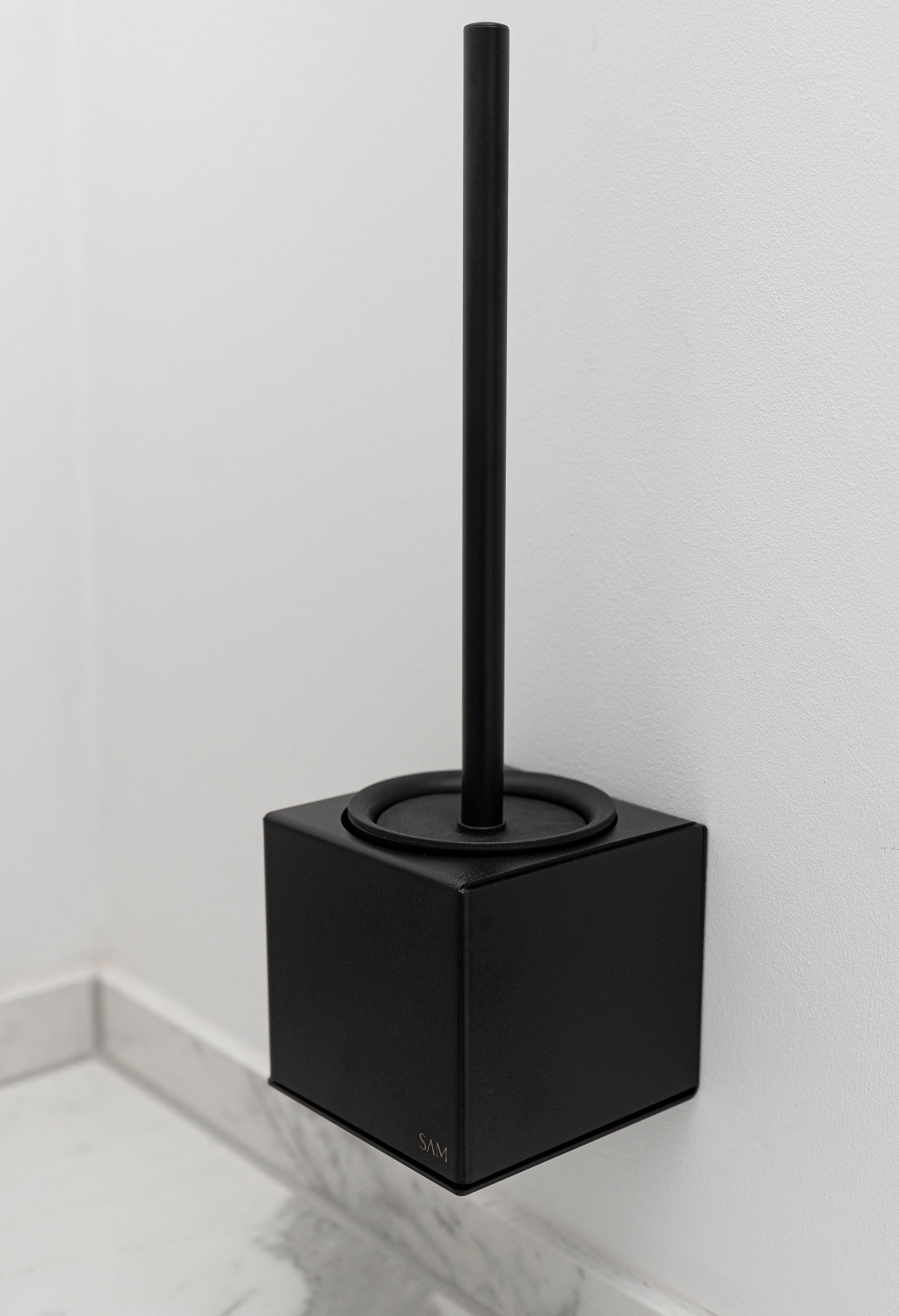 WC-Bürstenhalter LYON zum Kleben ohne Bohren in Farbe Schwarz