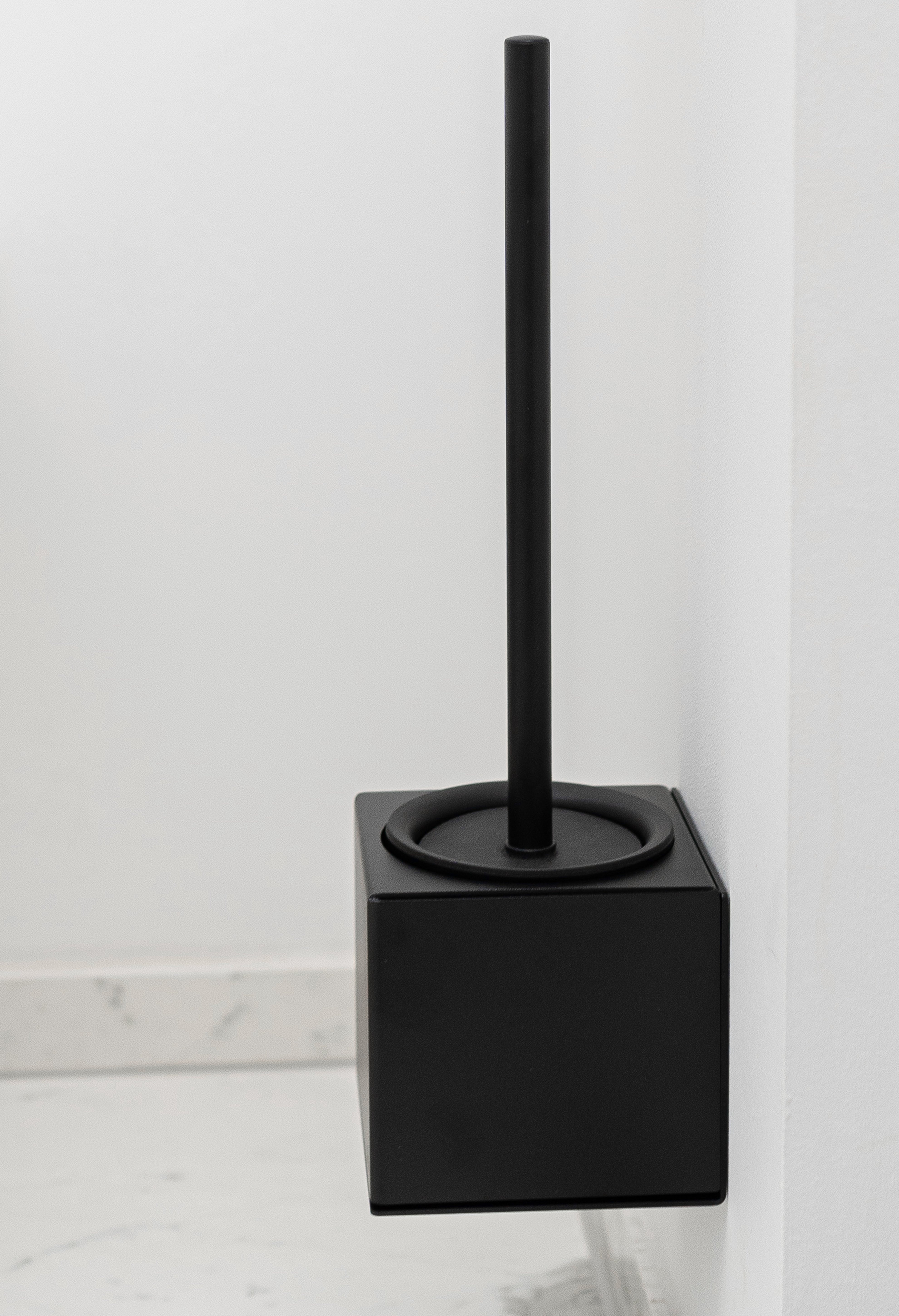 WC-Bürstenhalter LYON zum Kleben ohne Bohren in Farbe Schwarz, seitliche Ansicht